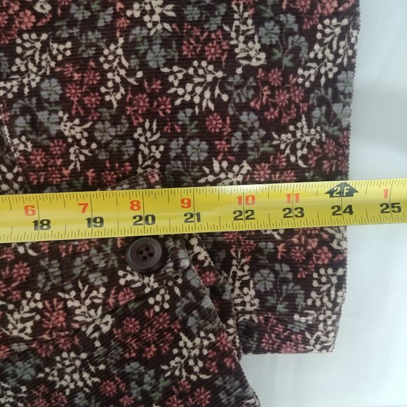 LL Bean brown cotton corduroy blazer jacket with cream pink blue floral … - Picture 11 of 14